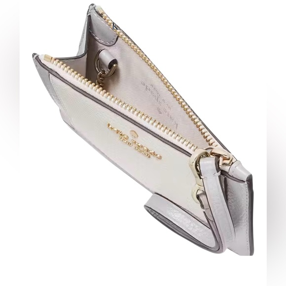 •KATE SPADE•NWT MOUNTAIN GRAY & WHITE COLORBLOCK LENA SMALL CARD HOLDER WRISTLET - Picture 2 of 9